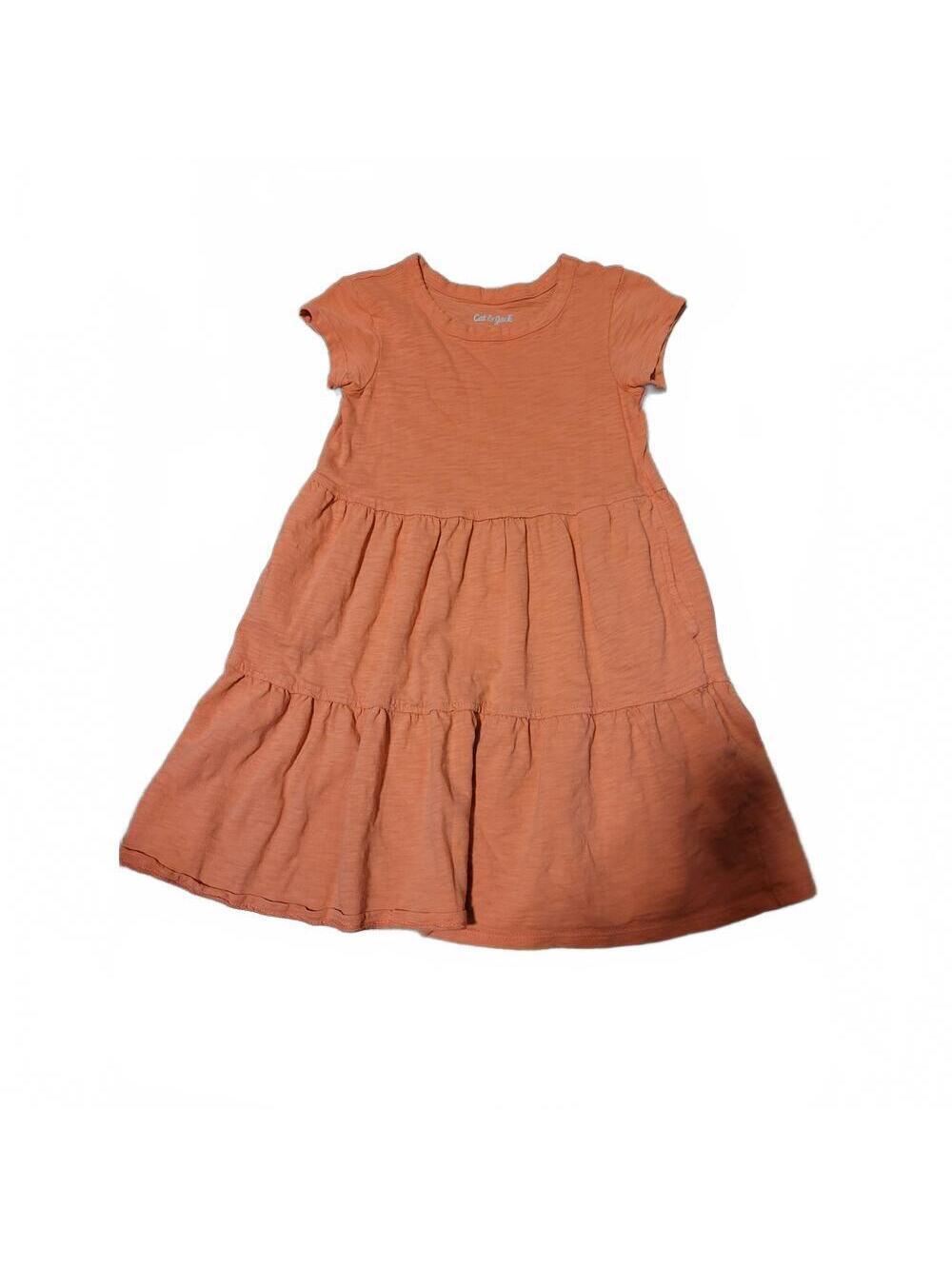 Girls Cat & Jack salmon Pink Summer T Shirt Dress Size XS 4/5